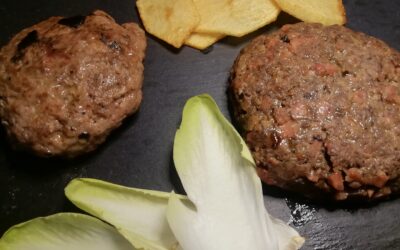 Hamburguesa de setas y crema de calabaza