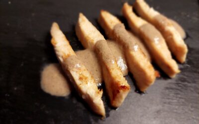 Taquitos de pollo en salsa de setas