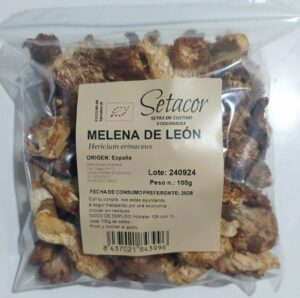Melena de león deshidratada en envase ecológico de la marca Setacor"